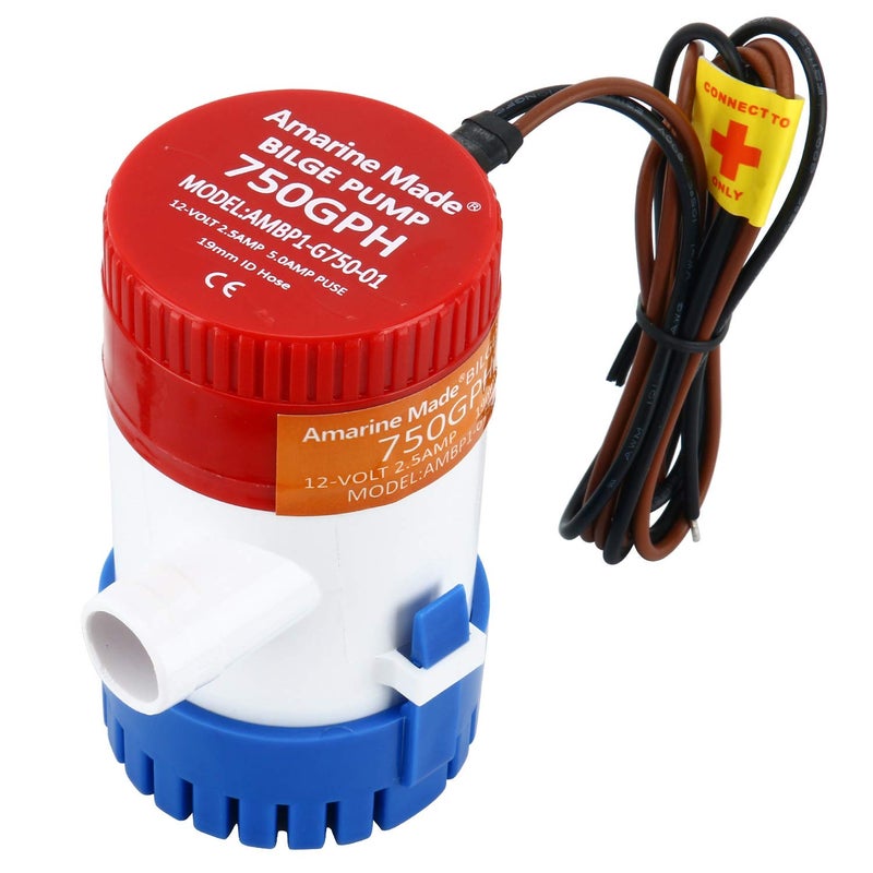 Amarine Made Bilge Pump, 12v Submersible Water Pump - 750gph for Ponds, Pools, Fishing Boats, RV and Marine Use - Image 3
